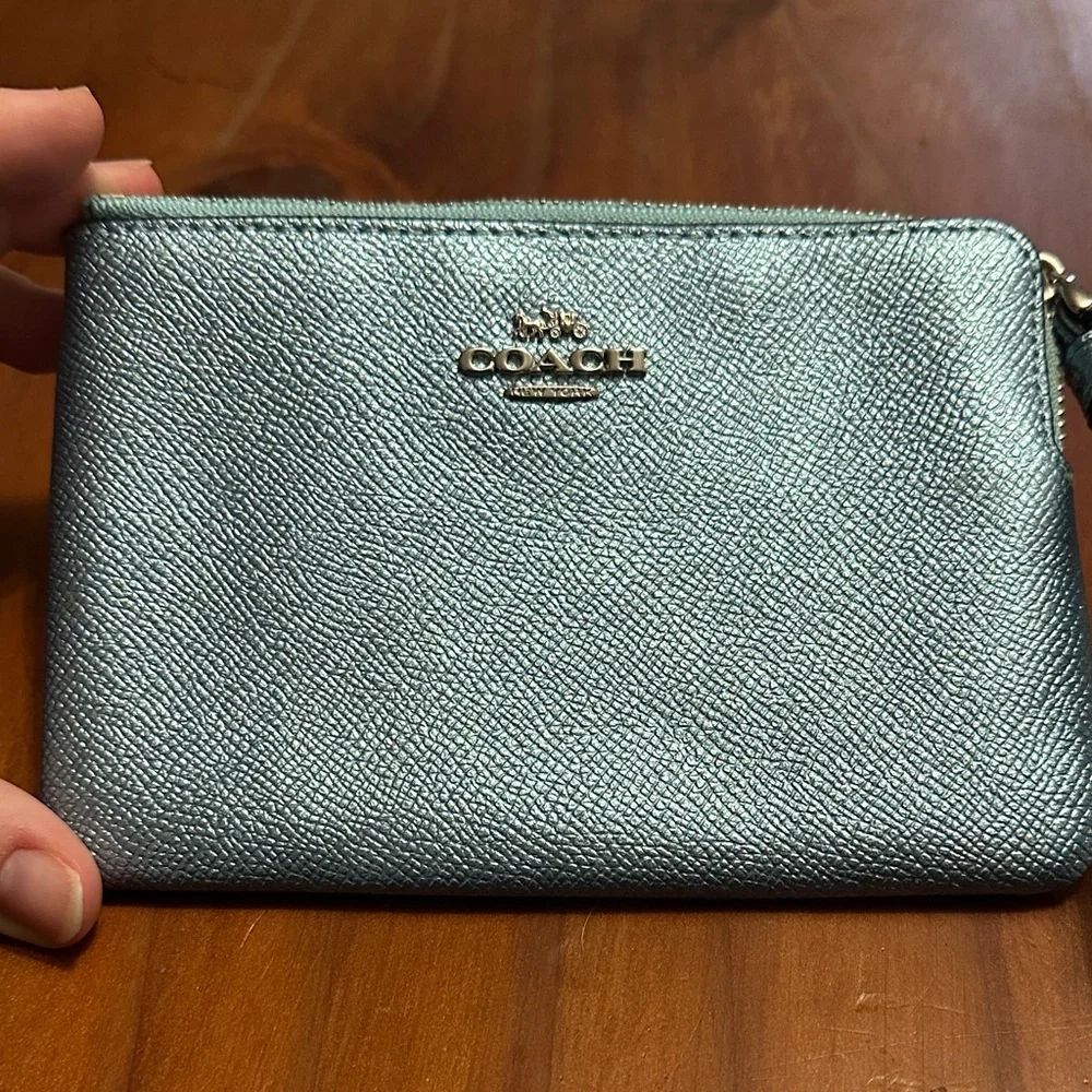 Coach Metallic Blue Wristlet